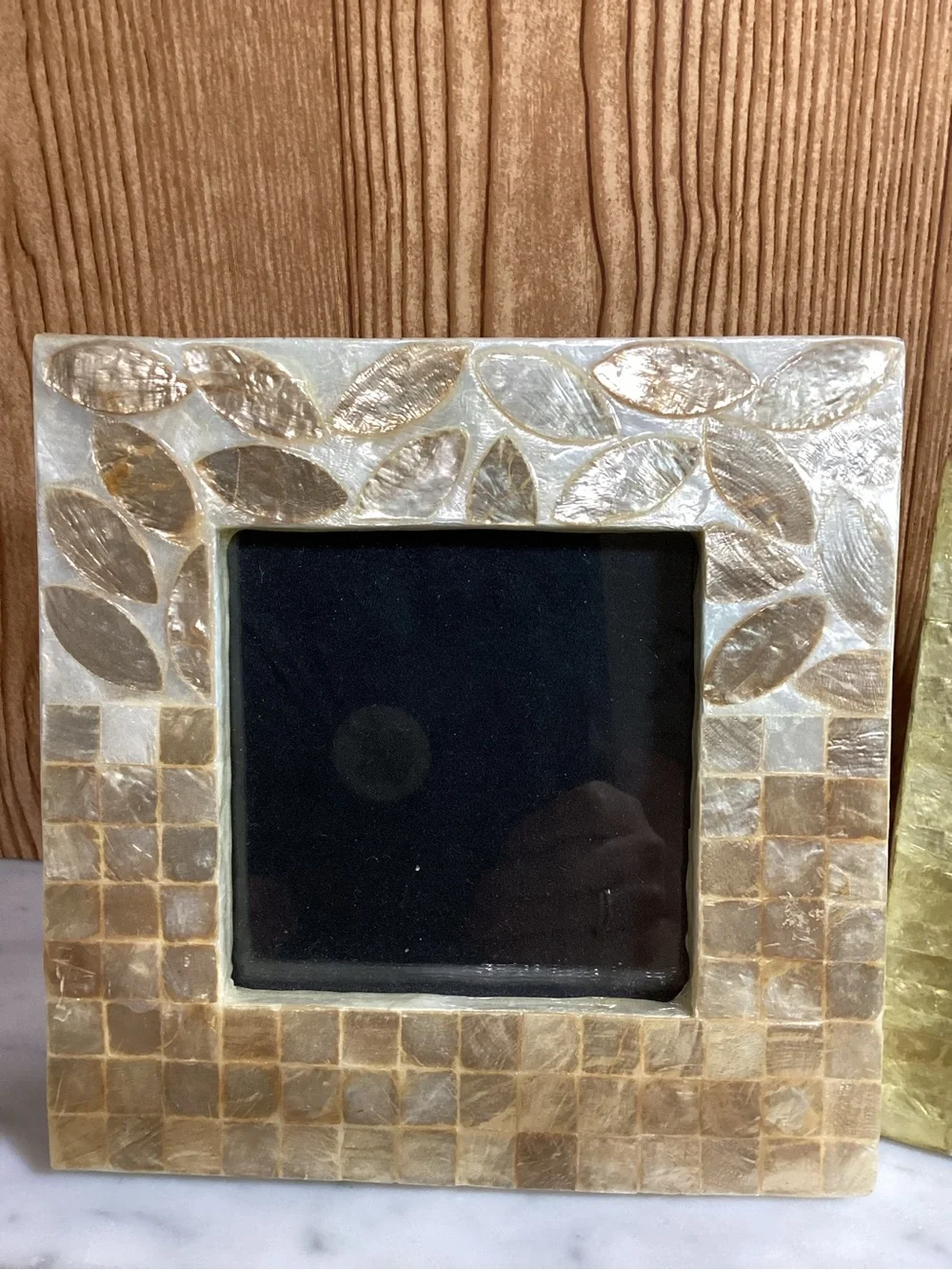 Gold and Champagne Mosaic Capiz  Shell Square Picture Frames -
